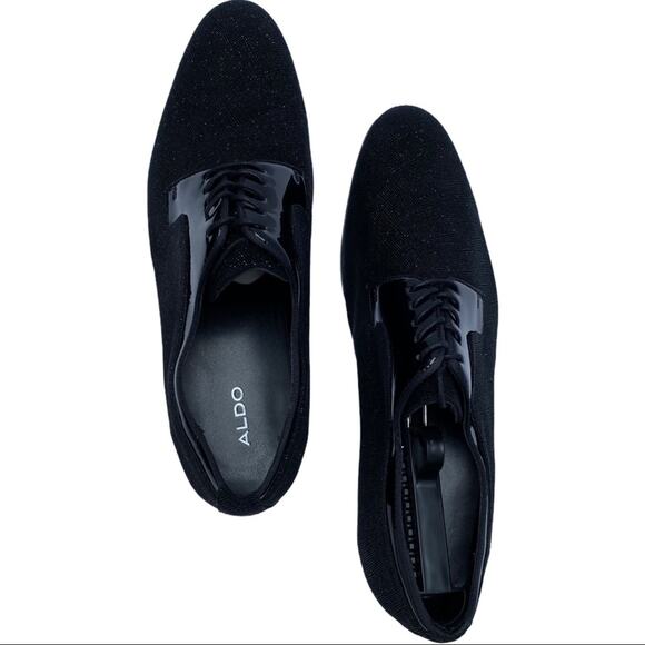 Aldo Mens 12 Dress Shoe Formal Patent tie shine sparkle Classic Aloalian 92 - Picture 3 of 15